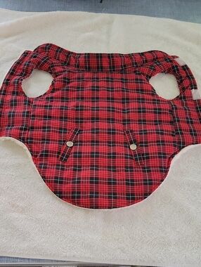 Dog Red Plaid Puffer Insulated Vest. Sherpa Lined No Tags See Measurements